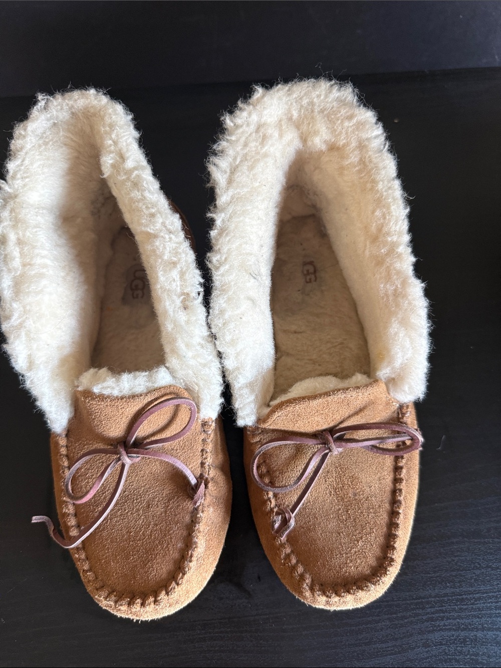 UGG Chestnut/Buff Suede Shearling-Lined Women's Moccasins
